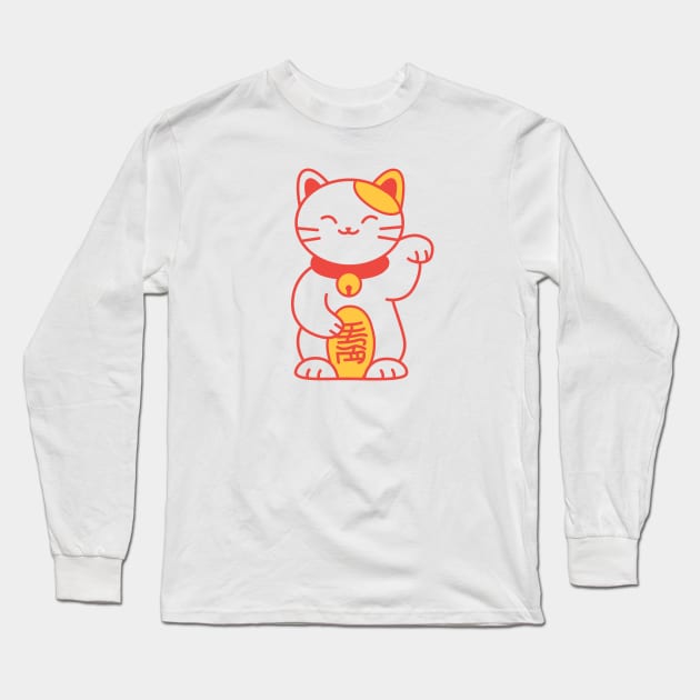 Japanese Lucky Cat Long Sleeve T-Shirt by Gatefold